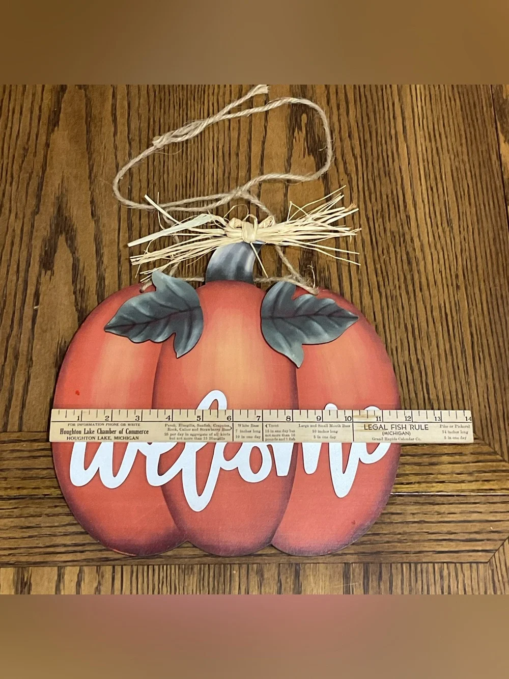 Welcome Pumpkin Door Hanger - Orange Home Holiday Decor